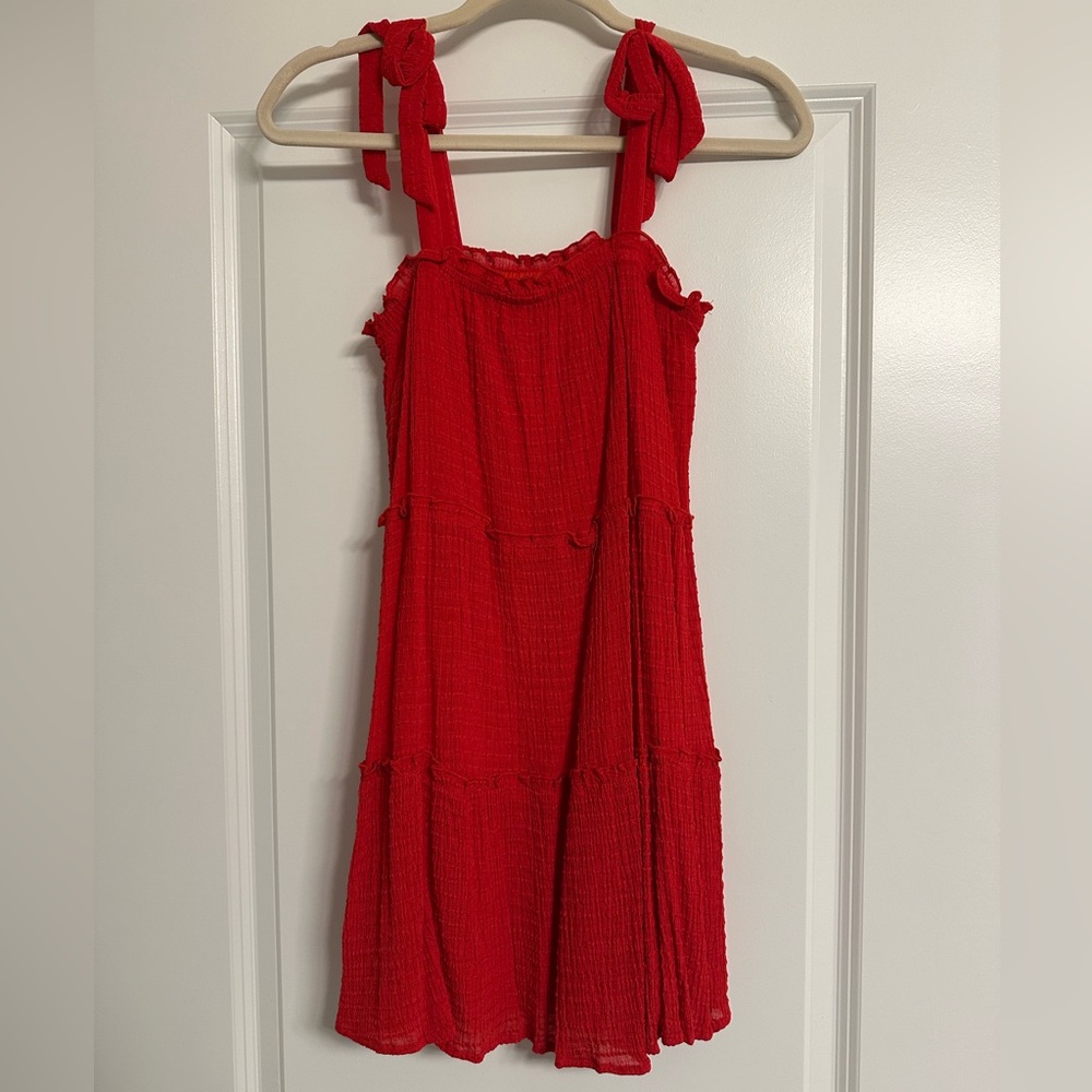 Altar’d State Red Tie-Shoulder Mini Dress
